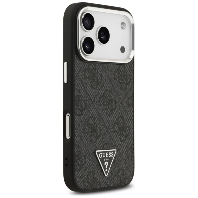 Case Guess 4G Triangle Logo MagSafe for iPhone 17 Pro black silver - imagine 4