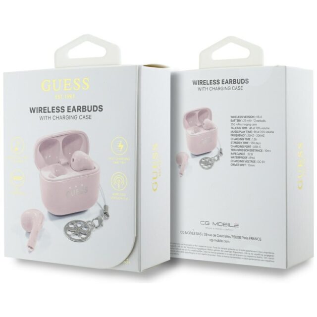TWS headphones Guess Glossy Effect Printed Classic Logo & Charm pink - imagine 6