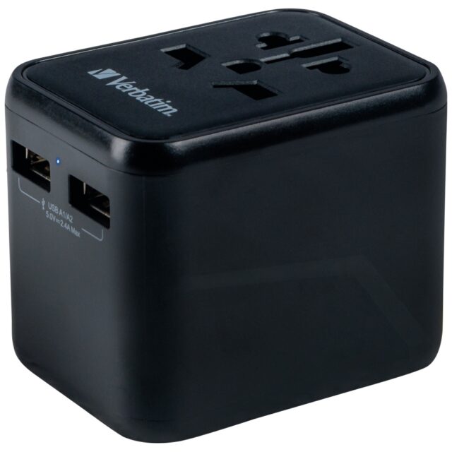 Verbatim Travel Adapter EU/UK/US 2xUSB-A UTA-01 black 49543 - imagine 2