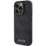 Guess GUHCP15LP4EPMK iPhone 15 Pro 6.1" black hardcase Leather 4G Stamped - imagine 2
