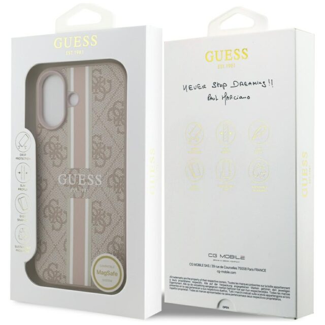 Case Guess 4G Printed Stripes MagSafe for iPhone 17 pink - imagine 8