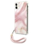 Guess GUHCN61KSMAPI iPhone 11 6,1" / Xr pink hardcase Marble with cord Collection - imagine 2
