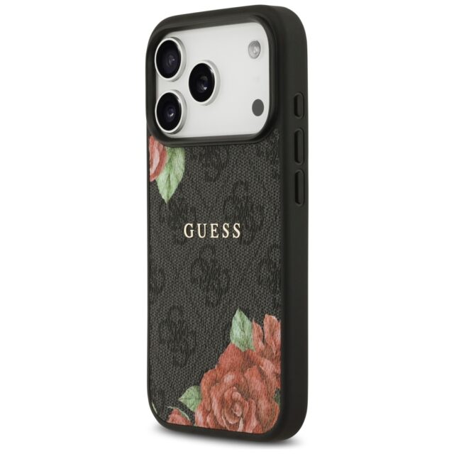 Case Guess 4G Flowers Print MagSafe for iPhone 17 Pro Max black - imagine 2