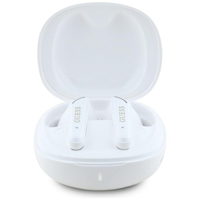 Headphones TWS Guess Flat Classic Logo Electroplated white - imagine 3
