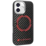 Case Audi RSQ Carbon Fiber Sport Red Circle MagSafe for iPhone 17 black - imagine 2