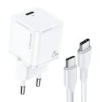 USAMS wall charger 1xUSB-C T42 mini 25W Super SI PD3.0 Fast Charging + U43 cable USB-C/USB-C white