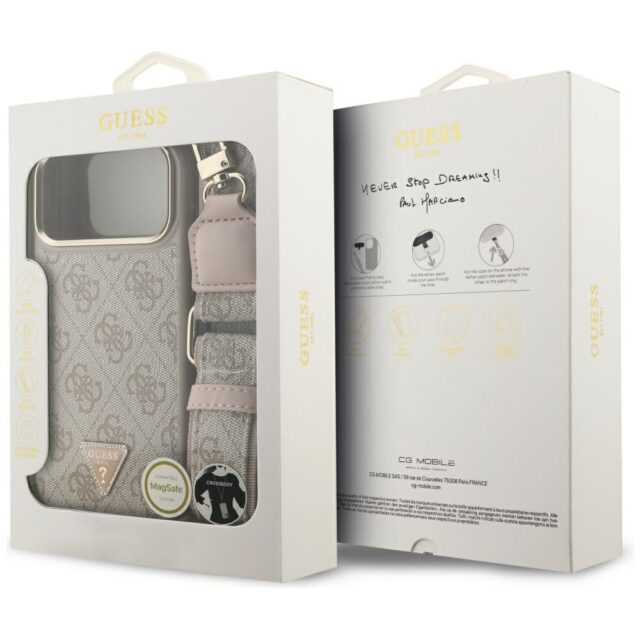 Guess 4G Triangle Logo & Big Strap Metal Buttons MagSafe Case for iPhone 17 Pro Max Pink - imagine 9