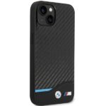 Case BMW BMHCP13MRPSLK iPhone 13 / 14 / 15 6.1" black hardcase Leather Debossed Lines - imagine 4