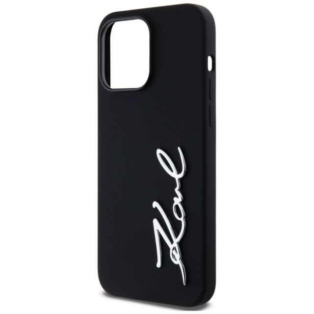 Case Karl Lagerfeld Silicone Metal Script Logo for iPhone 14 Pro Max black - imagine 6