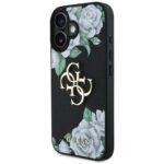 Case Guess Grained Roses Big 4G logo for iPhone 16 black - imagine 2