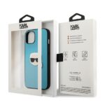 Karl Lagerfeld KLHCP13SPKMB iPhone 13 mini 5,4" blue hardcase Leather Ikonik Karl`s Head Me - imagine 8