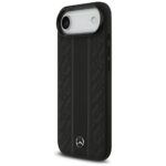 Case Mercedes Leather Laurel Leaves Stripes MagSafe for iPhone Air black - imagine 2
