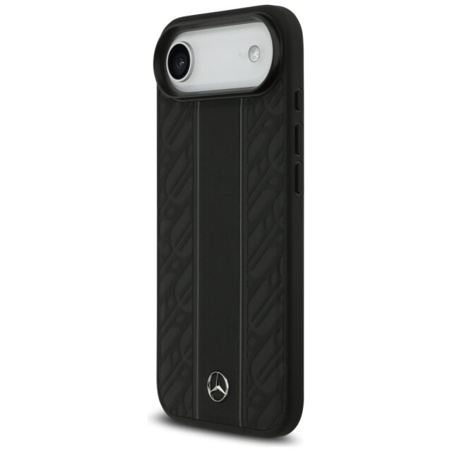 Case Mercedes Leather Laurel Leaves Stripes MagSafe for iPhone Air black - imagine 2