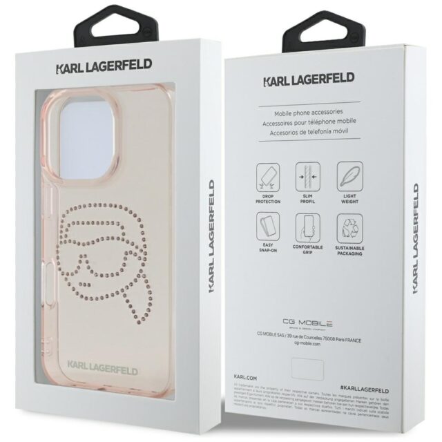 Case Karl Lagerfeld IML Rhinestones Karl Head for iPhone 16 Pro Max pink - imagine 8