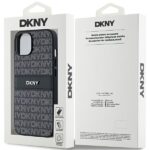 DKNY DKHCP14SPRTHSLK iPhone 14 / 15 / 13 6.1" black hardcase Leather Mono Stripe & Metal Logo - imagine 8