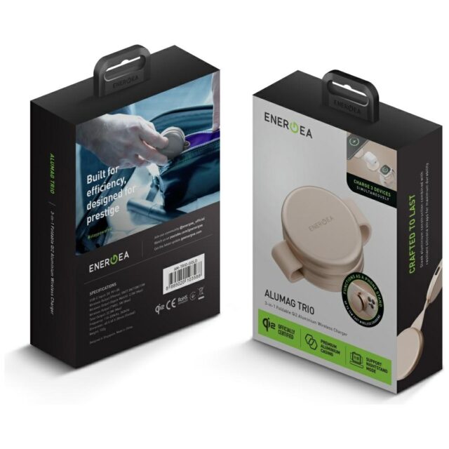 Wireless charger Energea Alumag Trio 3in1 Qi2 15W gold - imagine 6