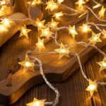 Lampki choinkowe LED snowflake/star -    6m/40 lampek ciepłe białe/warm white zasilane bat. 3xAA EHD-LS05 - imagine 5