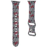 Hello Kitty Strap HKAWMSDIEZK Apple Watch 38/40/41mm Black Strap Silicone Bows & Stripes - imagine 3