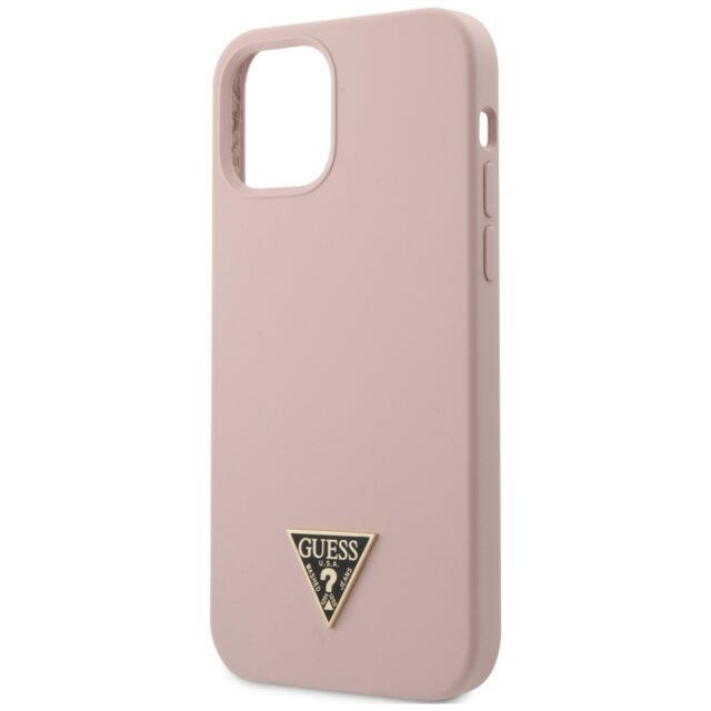 Guess GUHCP12MLSTMLP iPhone 12/12 Pro 6,1" light pink hardcase Silicone Triangle Logo - imagine 3