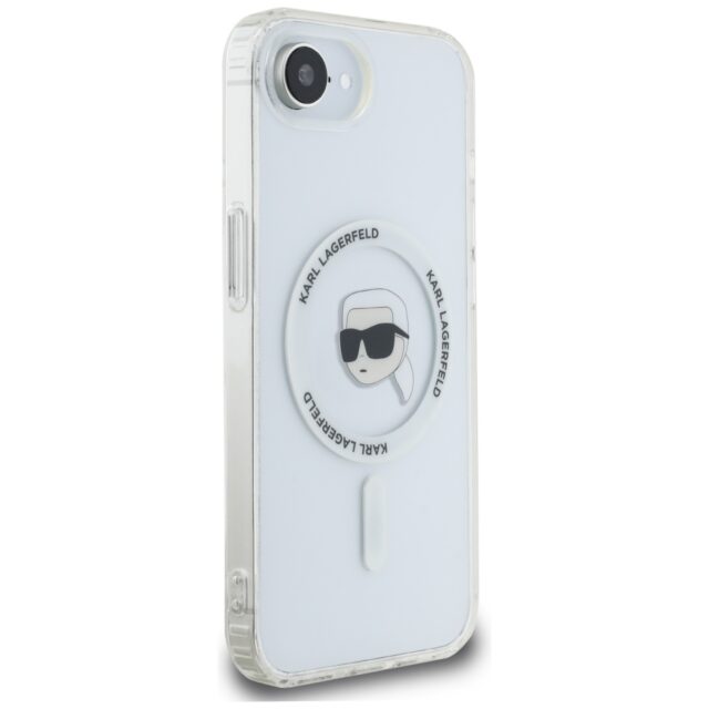 Case Karl Lagerfeld IML Metal Karl Head MagSafe for iPhone 16e white - imagine 4