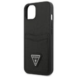 Guess GUHCP13MPSATPK iPhone 13 / 14 / 15 6.1" black hardcase SaffianoTriangle Logo Cardslot - imagine 6