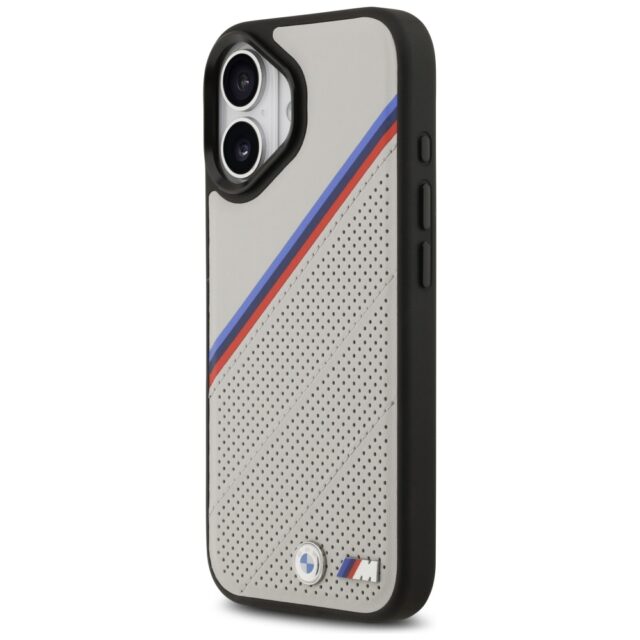 BMW M Tricolor Metal Logo MagSafe Case for iPhone 17 Gray - imagine 2