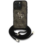 Case Guess 4G Big Logo Cord Stap Crossbody for iPhone 16 Pro Max brown - imagine 2