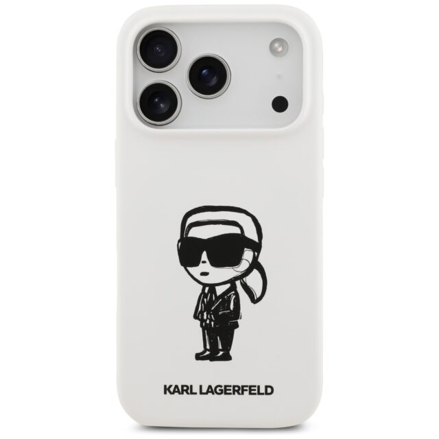 Case Karl Lagerfeld Silicone Karl Sketch & Logo MagSafe for iPhone 17 Pro white - imagine 3