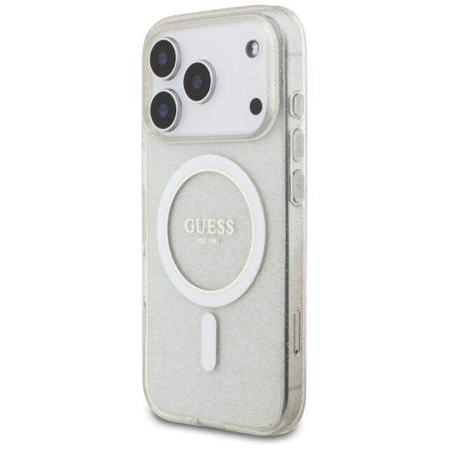 Guess IML Glitter Pearl Strap MagSafe Case for iPhone 17 Pro Clear - imagine 3