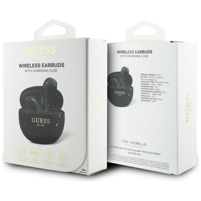 TWS headphones Guess Glossy Effect Egg Shape Printed Classic Logo black - imagine 6