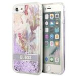 Guess GUHCI8LFLSU iPhone SE 2022 / SE2020 / 7 / 8 purple hardcase Flower Liquid Glitter