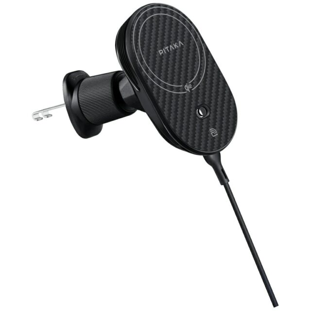 Car mount with wireless charger PITAKA MagEZ Pro 2 Qi2 15W NFC MagSafe black grey - imagine 6