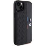Case BMW BMHCP15S23PUPVK iPhone 15 / 14 / 13 6.1" black hardcase Perforated Tricolor Line - imagine 4