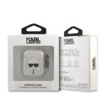 Karl Lagerfeld KLA2UKHGS AirPods cover silver Glitter Karl`s Head - imagine 3