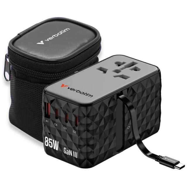 Verbatim Travel Adapter EU/UK/US GaN USB-A/3xUSB-C PD 85W CNT-02 black 32127 - imagine 3