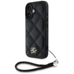 Case Karl Lagerfeld Quilted Initial Logo & Chain Strap for iPhone 16 black