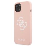 Guess GUHCP13MLS4GWPI iPhone 13 / 14 / 15 6,1" pink hard case Silicone 4G Logo - imagine 2