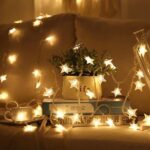 Lampki choinkowe LED snowflake/star -    3m/20 lampek ciepłe białe/warm white zasilane bat. 3xAA EHD-LS04 - imagine 6