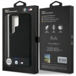 Case BMW Leather Tricolor Stripe MagSafe for Samsung Galaxy S25 Ultra black - imagine 8