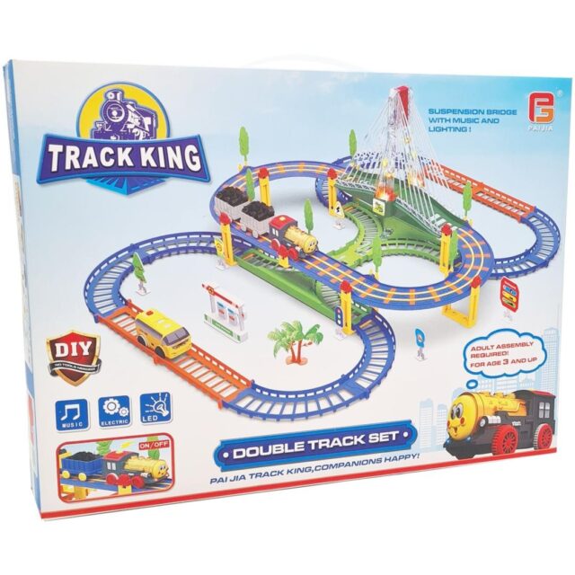 Electric Train Track King Extralink Kids, with Locomotive and Battery-Powered Car - imagine 4