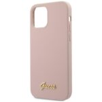 Guess GUHCP12LLSLMGLP iPhone 12 Pro Max 6,7" light pink hardcase Silicone Script Gold Log - imagine 9