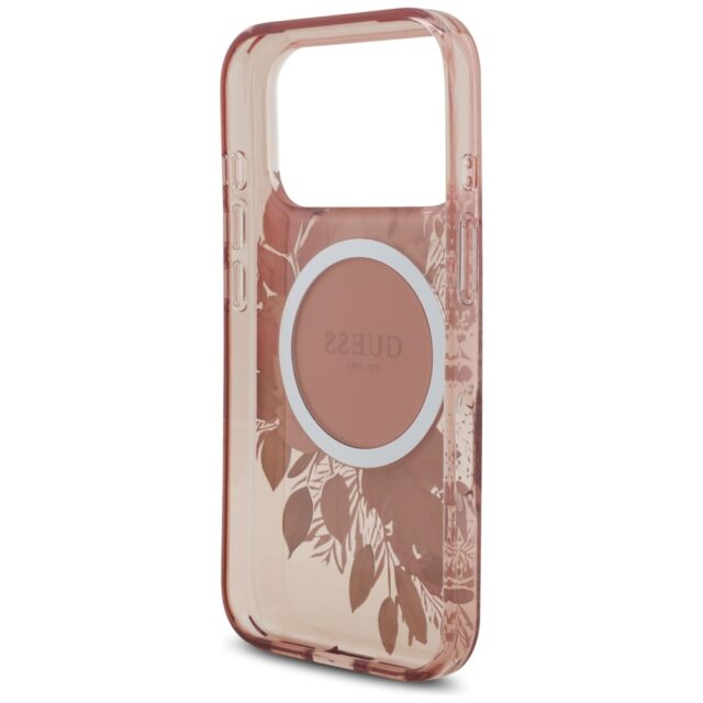 Guess IML Flowers Pearl Strap MagSafe Case for iPhone 17 Pro Pink - imagine 7