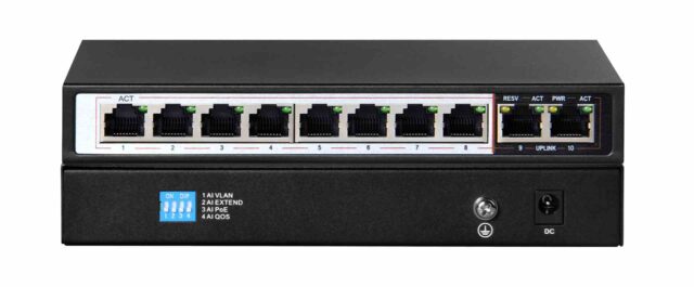 Extralink PERSES | Switch PoE | 8x Gigabit PoE/PoE+, 2x RJ45 Uplink Gigabit, 96W - imagine 4