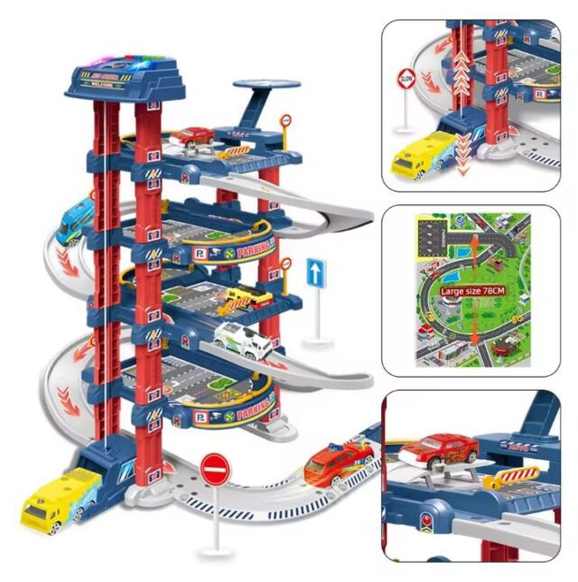 Extralink Kids Car Parking, Garage with Electric Lift for Toy Cars - imagine 3