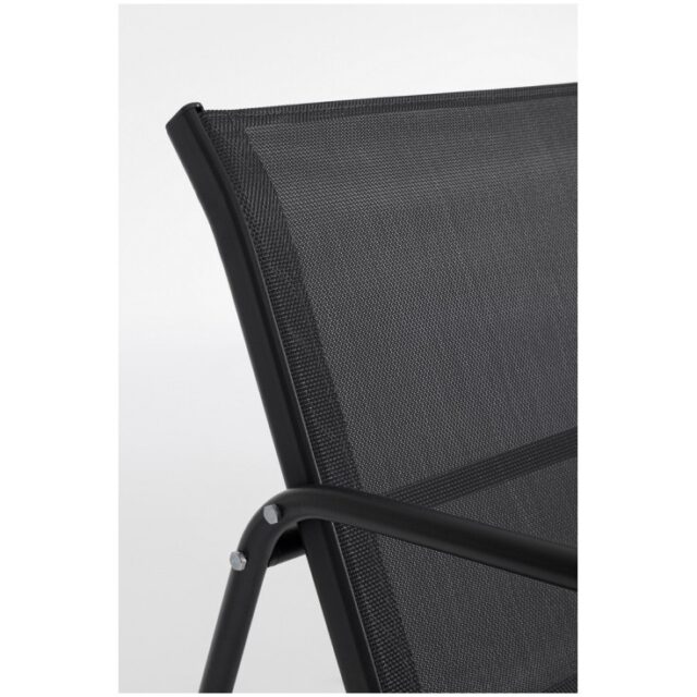 Black Forest Garden Furniture Set, Texteline Two Chairs + Lounger + Folding Table Black - imagine 6