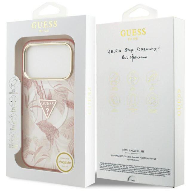Guess Jungle Tonal Triangle MagSafe Case for iPhone 17 Pro Max Pink - imagine 8