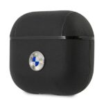 BMW BMA3SSLBK AirPods 3 cover black Geniune Leather Silver Logo - imagine 3