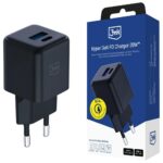 Wall charger 3MK Hyper GaN Charger 20W 1xUSB-A 1XUSB-C PD QC4+ black
