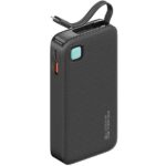 USAMS Powerbank with Retractable Cable Lightning 10000 mAh PD 20W Fast Charge XY Series Black