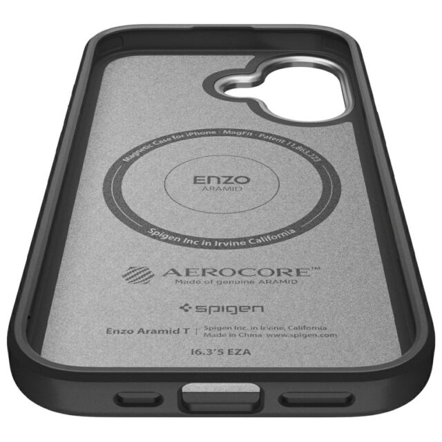 Spigen Enzo Aramid "T" Mag MagSafe Case for iPhone 17 Black Silver - imagine 8